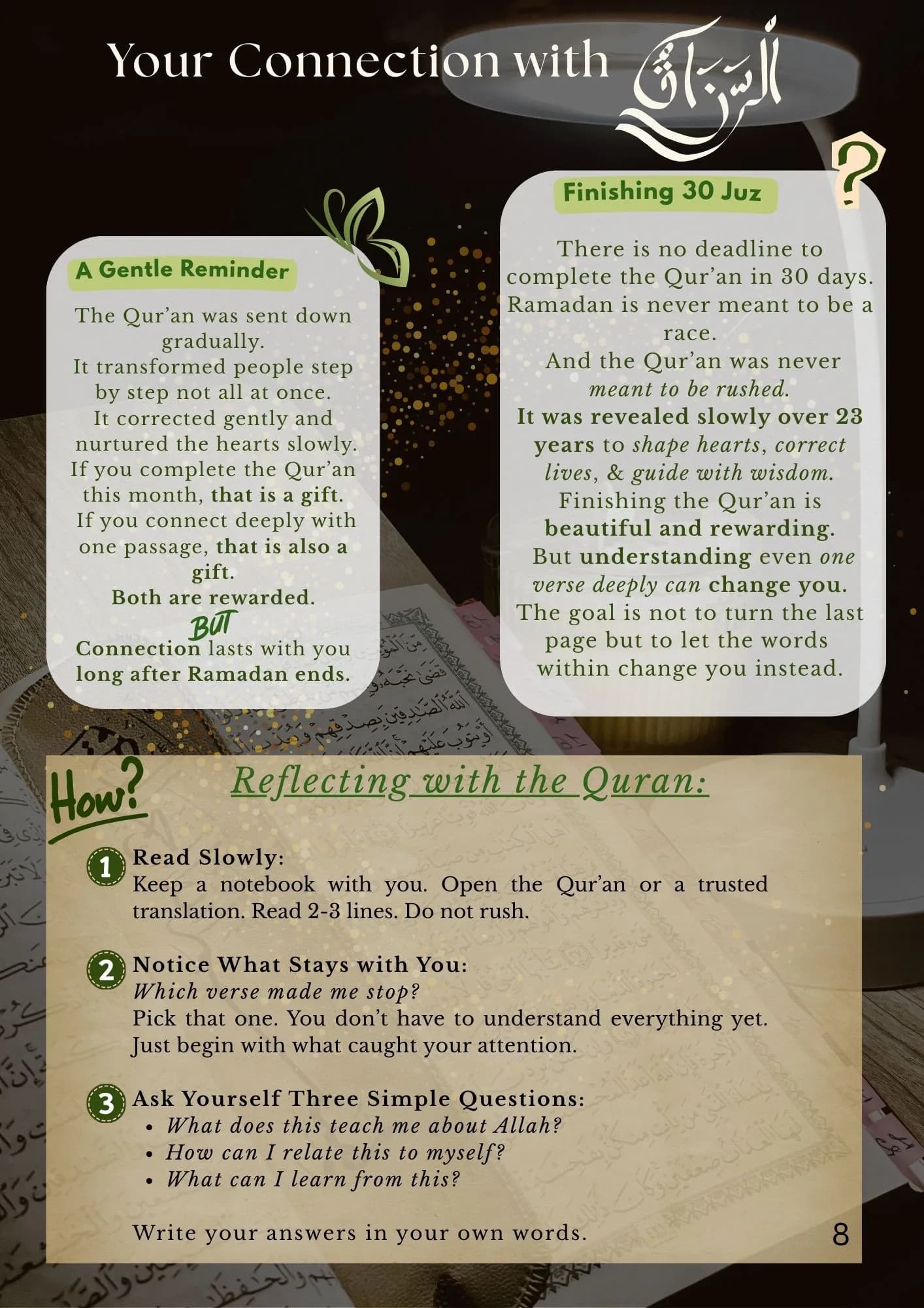 Ramadan Planner Interior Page - Quran Reading Log and Daily Reflection (3 of 5)